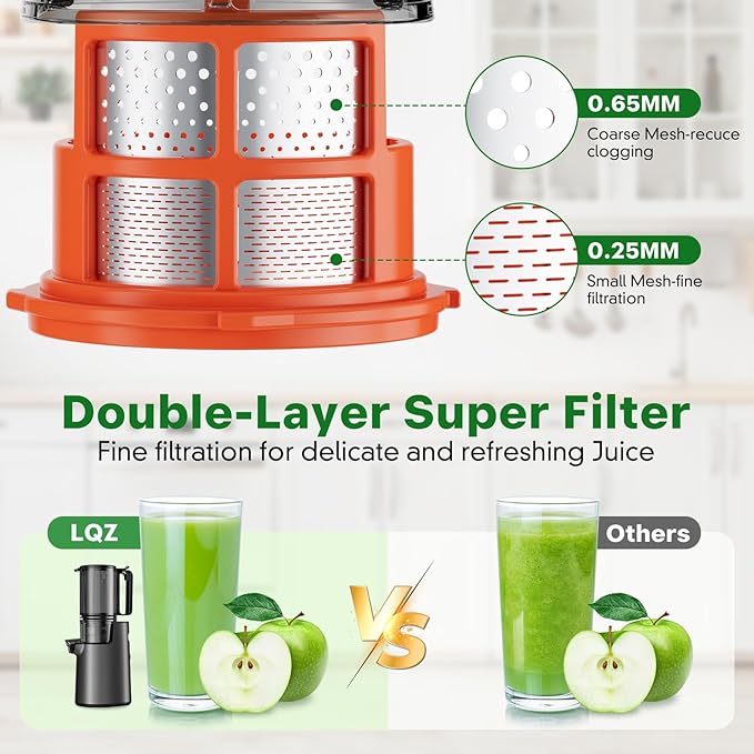 Cold Press Juicer, Masticating Juicer with 5.4" Wide Feed Chute, 350w Slow Juicer Machines Fit Whole Vegetables and Fruits with High Juice Yield, Easy to Clean (Pink)